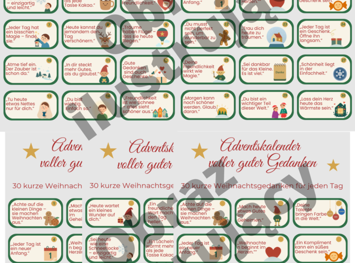 Adventskalender voller guter Gedanken – zestaw 30 świątecznych myśli po niemiecku (z ilustracjami)