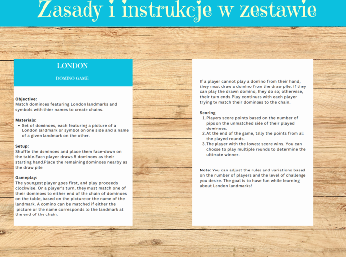 London Landmarks and Symbols - Domino. Symbole i Zabytki Londynu. 2 wersje. Zywkła. Kod QR