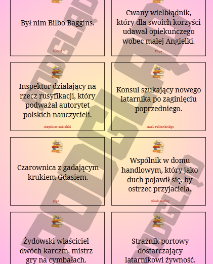 Lekturowe bingo - szkoła podstawowa