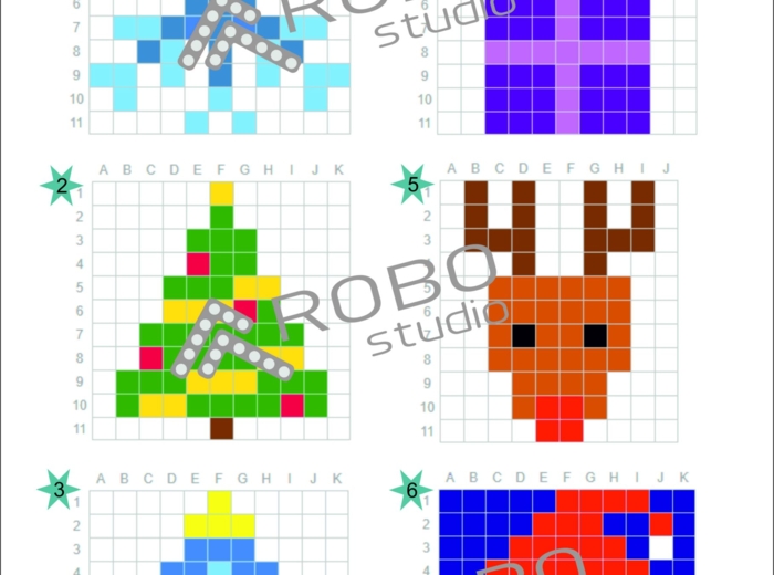 Kodowanki zimowe, świąteczne, mikołajkowe- łatwe- dyktando graficzne, kolorowanka, zima, Święta, Boże Narodzenie, Mikołaj