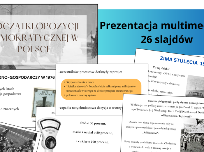 Początki opozycji demokratycznej w Polsce – gotowa prezentacja/ zgodna z podstawą programową, notatka