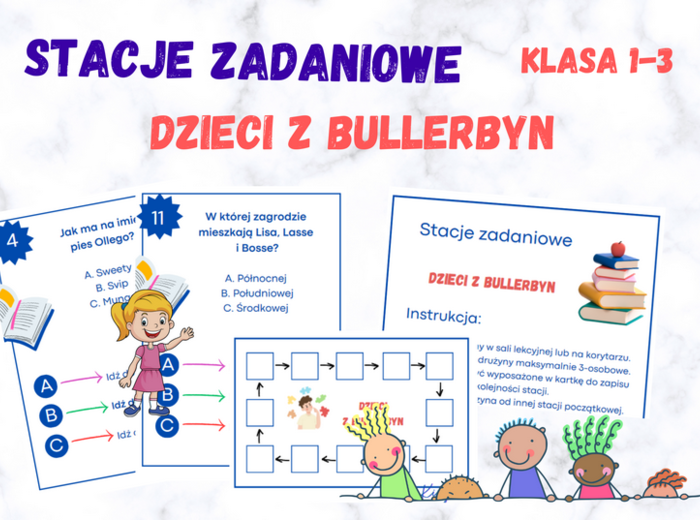 Stacje zadaniowe - Dzieci z Bullerbyn, klasa 1-3