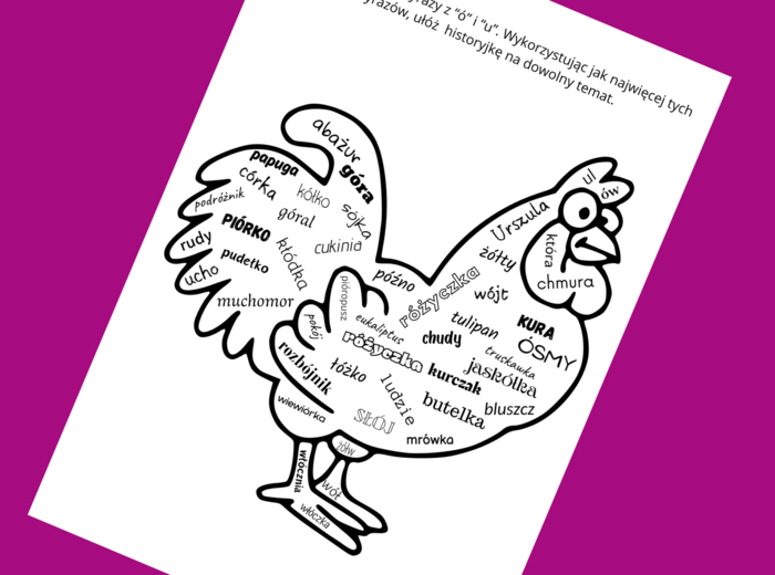 Ortograficzna CHMURA wyrazowa Ó/U - ortografia - karta pracy - ćwiczenia redakcyjne