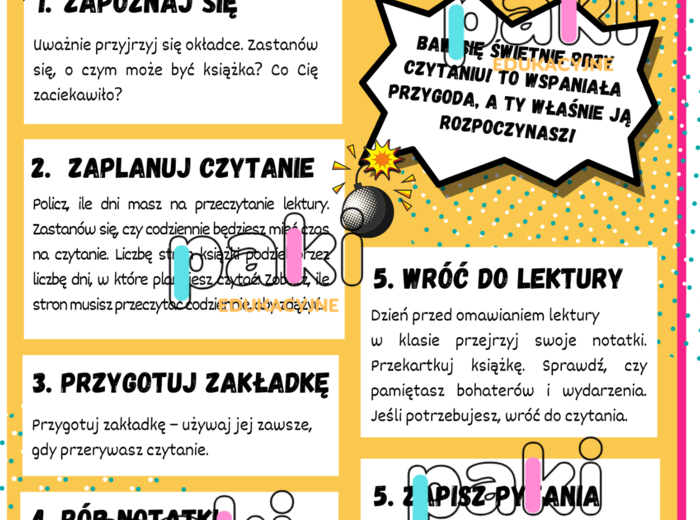 Plakat, wklejka - rady dla młodego czytelnika