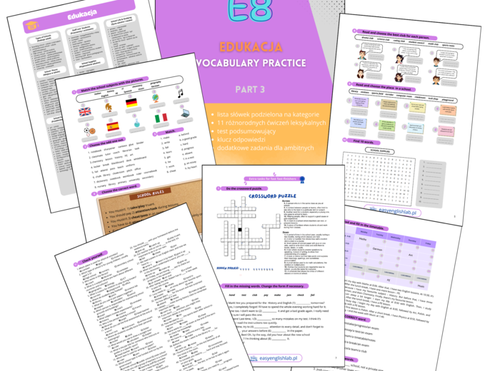 Egzamin Ósmoklasisty. Vocabulary Practice. Dział: Edukacja