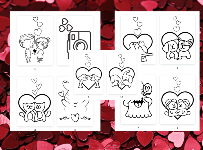 Walentynki- kolorowanki