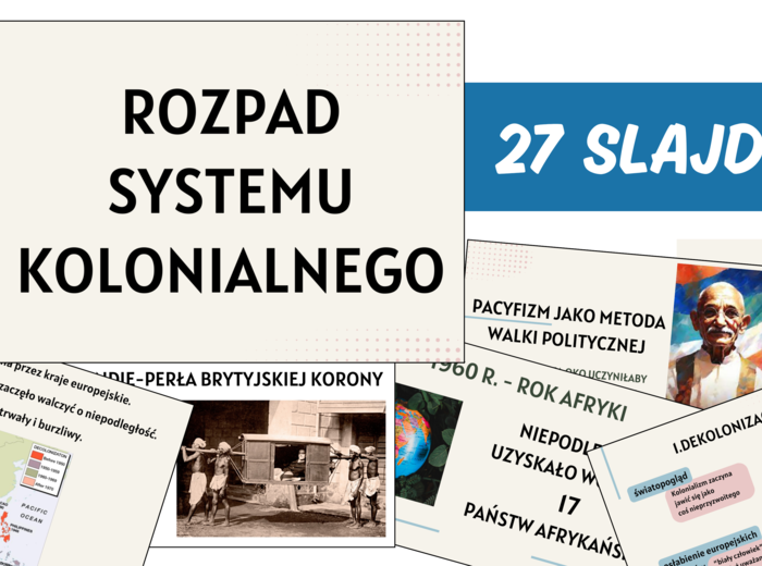 Prezentacja - Rozpad systemu kolonialnego – klasa 8 SP (27 slajdów)/dekolonizacja/możliwość edycji