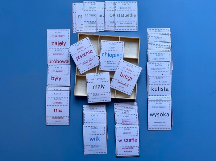 Części zdania - język polski - karty montessori