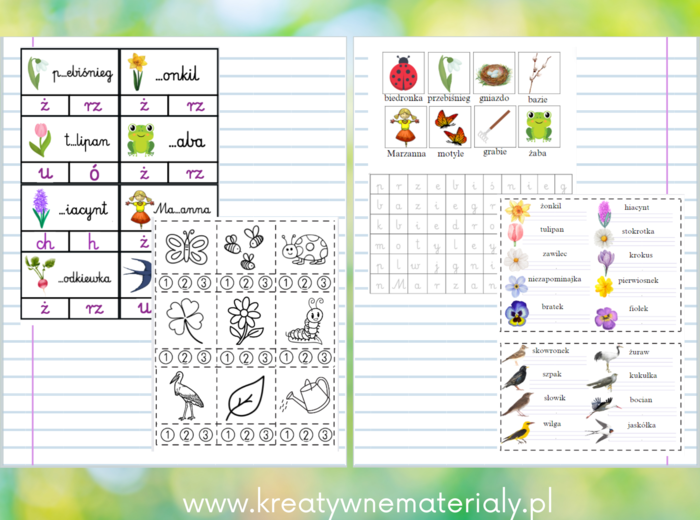 Wklejki do zeszytu - wiosna