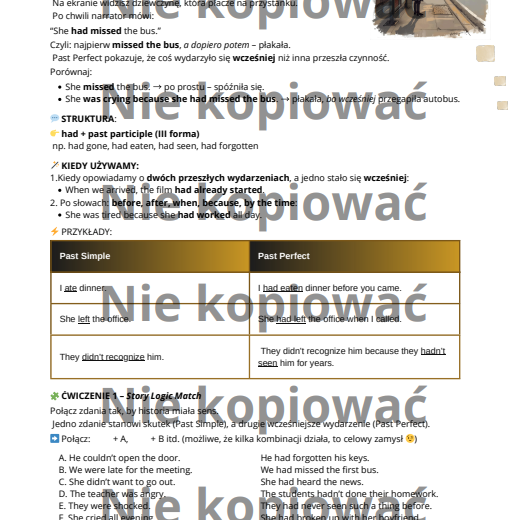 Karta pracy - Past Perfect vs Past Simple B1