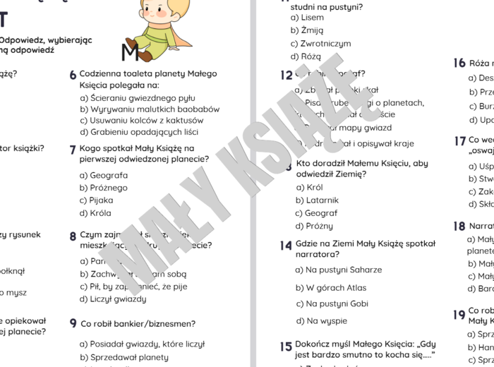 "Mały Książę" Antoine’a de Saint-Exupéry’ego - test znajmości lektury