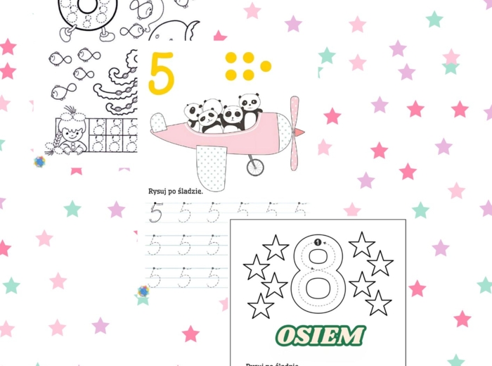 ĆWICZENIA GRAFOMOTORYCZNE CYFRY - RYSOWANIE PO ŚLADZIE.