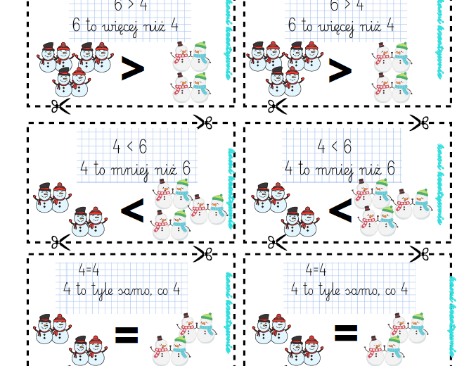 Więcej, mniej, tyle samo- wklejki i plakat do złożenia