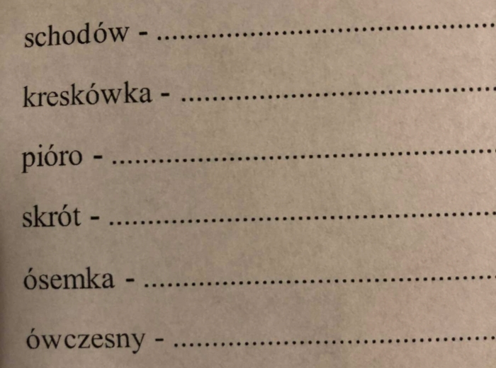 Pisownia wyrazów z ó i u. Sprawdzian ortograficzny/karta pracy