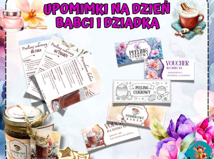 PREZENTY NA DZIEŃ BABCI I DZIADKA - ETYKIETY, ZAPROSZENIA, ZAWIESZKI, VOUCHERY