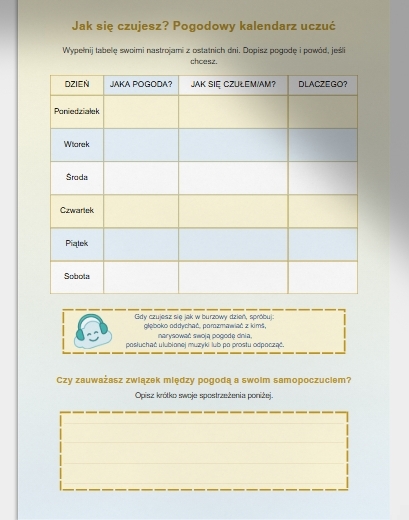 Karty pracy „Pogoda i emocje”