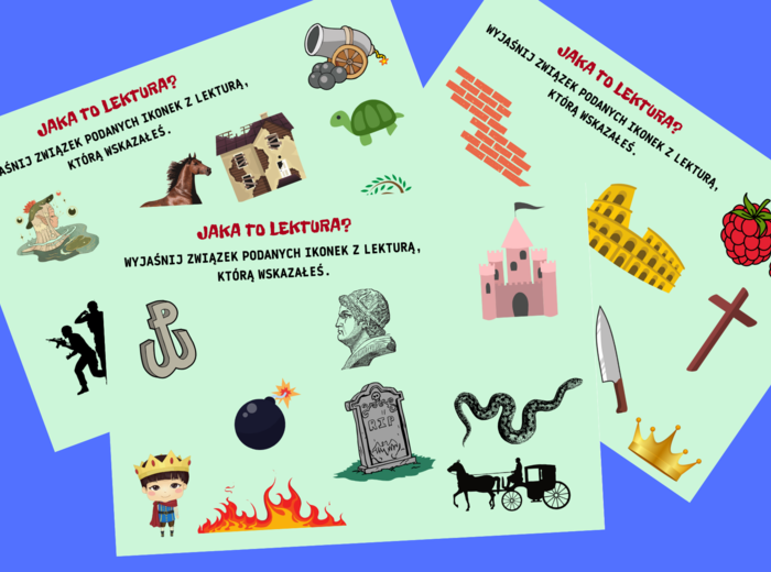 Jaka to lektura? - egzamin - lektury kl. 7-8 - powtórzenie lektur - ikonki