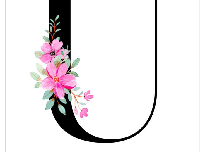 Elegancka girlanda z motywem kwiatowym – pełny polski alfabet