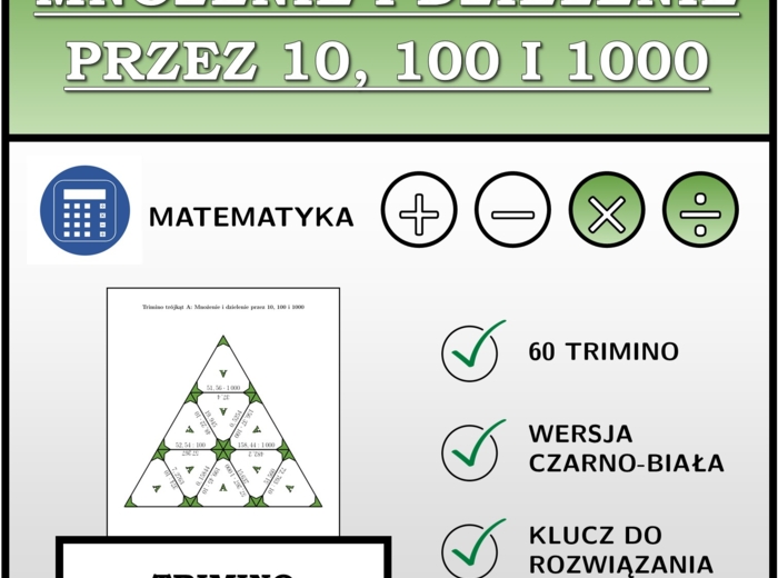 Trimino - Mnożenie i dzielenie przez 10, 100 i 1000 | matematyka