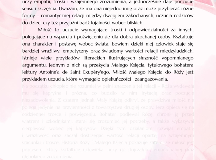 Gotowa wzorcowa rozprawka ( egzamin ósmoklasisty)- udowodnij słuszność stwierdzenia, że miłość niejedno ma imię.