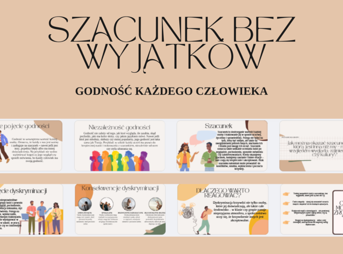 Edukacja Zdrowotna, Godzina wychowawcza- PREZENTACJA- SZACUNEK BEZ WYJĄTKÓW-GODNOŚĆ KAŻDEGO CZŁOWIEKA– kl 8- 15 SLAJDÓW PDF