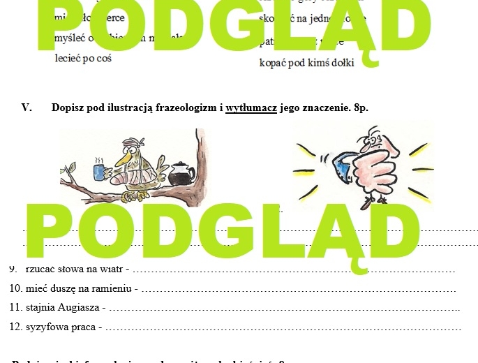 Sprawdzian frazeologia związki frazeologiczne
