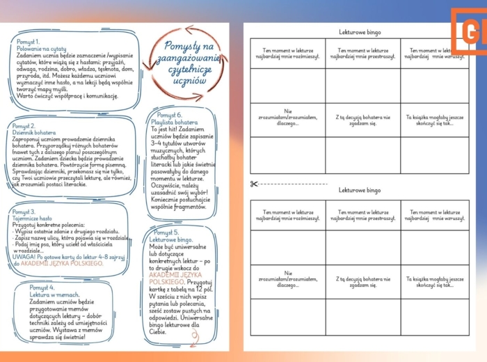 Gratis! Pomysły na zaangażowanie czytelnicze uczniów 4-8 plus Lekturowe bingo