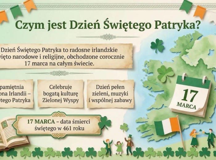 Dzień Świętego Patryka - Irlandia, symbole i tradycje (gazetka szkolna / prezentacja, 19 plansz)