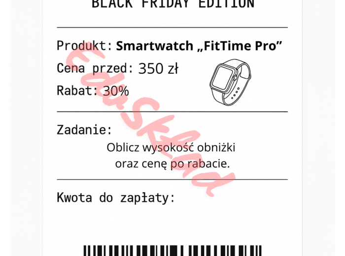 ⭐53 PARAGONY MATEMATYCZNE – BLACK FRIDAY EDITION (różne poziomy trudności / podwójne rabaty/ zamiast kartkówki)