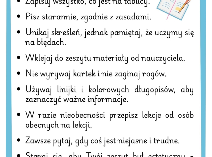 Zasady prowadzenia zeszytu