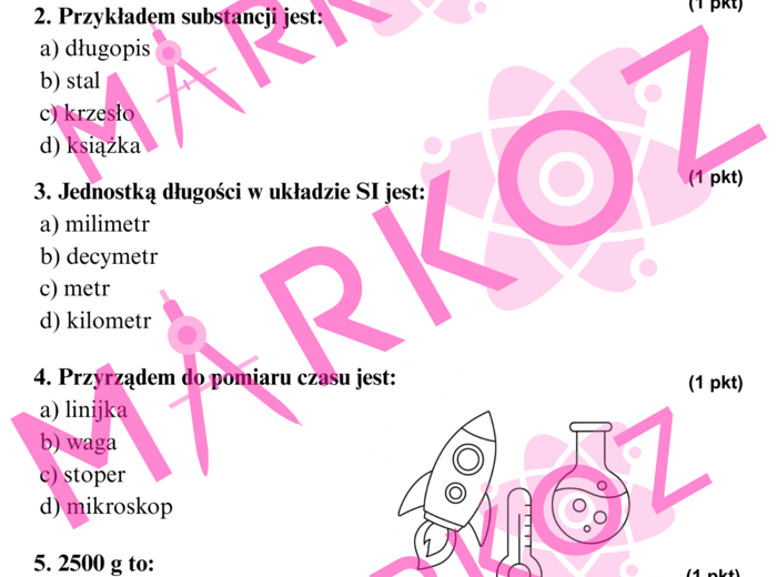 Sprawdzian - obserwacje, pomiary i wielkości fizyczne