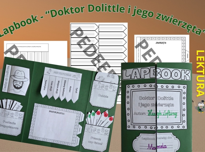 Lapbook - "Dr Dolittle i jego zwierzęta" + test ze znajomości lektury + kod QR do testu