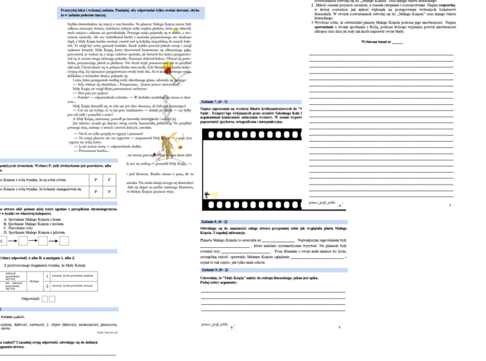 Mały Książę - literacka praca klasowa + klucz odpowiedzi