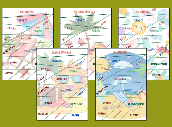 WAKACJE - lato – ortografia – puzzle – 5 wersji