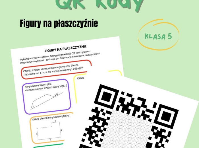 Figury na płaszczyźnie, powtórzenie wiadomości, kody QR, klasa 5