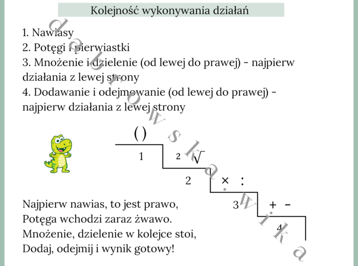 Kolejność wykonywania działań - notatka