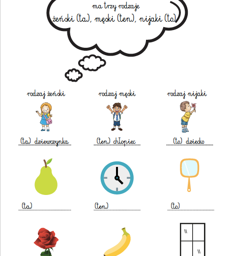 Rzeczownik - karta pracy