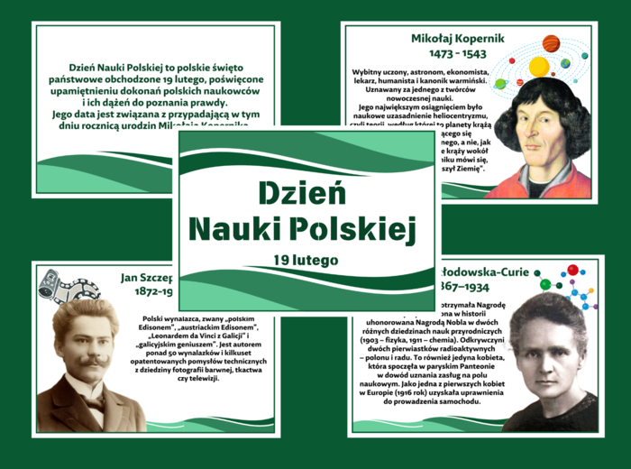 DZIEŃ NAUKI POLSKIEJ – gazetka – biblioteka – świetlica – 19 stron – wersja 1
