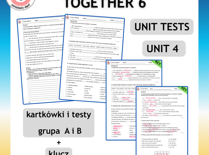 Together 6 Unit 4 zestaw : Vocabulary Activities + Grammar Activities + Learning Tasks + Board Game + Testy i kartkówki do działu