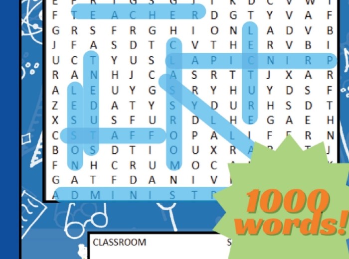 100 stron!!! WORDSEARCH Wykreślanka BACK TO SCHOOL [słówka ang. kojarzone ze szkołą]