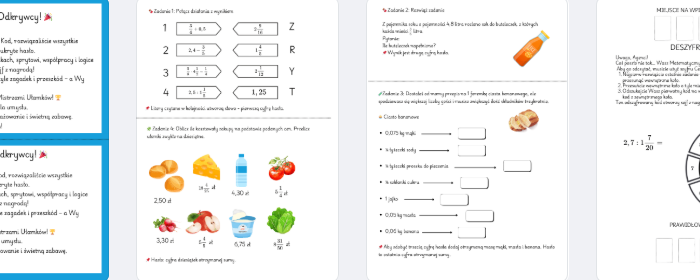 Pokój Zagadek – Złam kod ułamków! Powtórzenie - ułamki dziesiętne, klasa 5