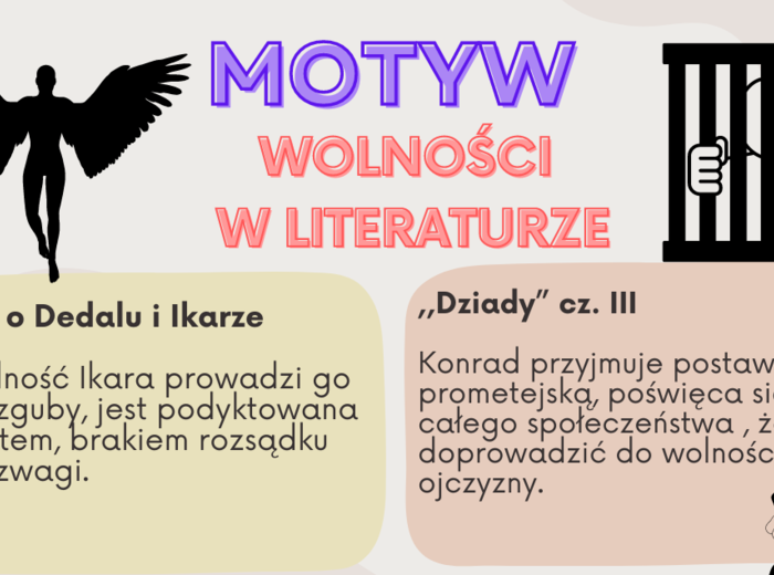 Motyw wolności w literaturze - wklejka, notatka, karta informacyjna