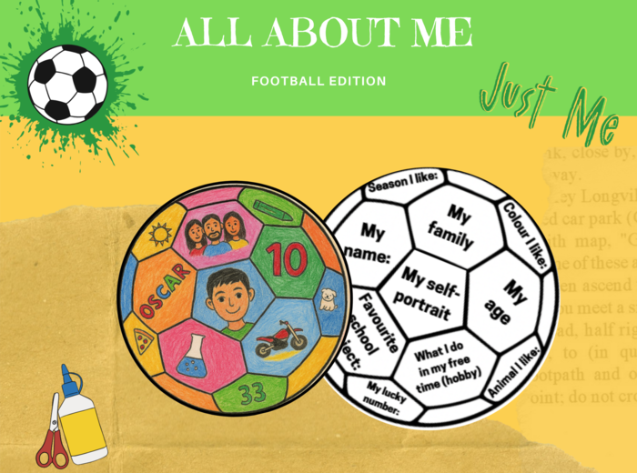 All About Me - Craft Activity - Football Edition - Back to school - Wszystko o mnie - powrót do szkoły - język angielski