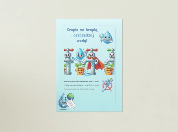 Plakaty edukacyjne. Recykling, oszczędzanie wody i energii.