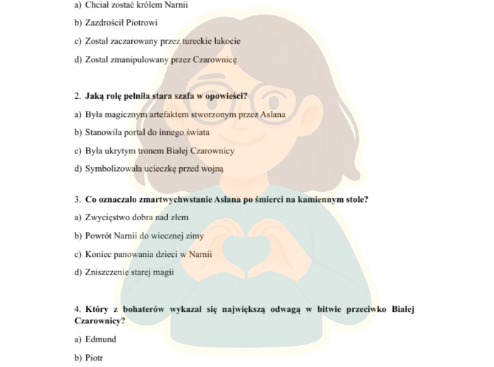 Karta pracy/ sprawdzian "Opowieści z Narnii"