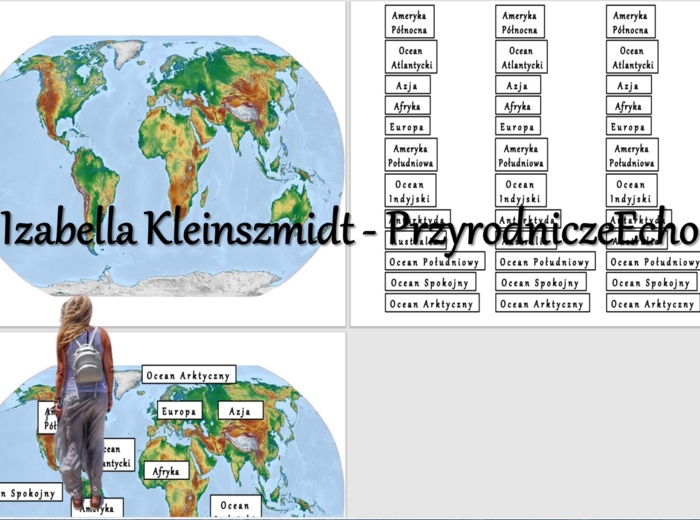 Materiał do zalaminowania/praca w grupach/puzzle/układanka. „Przez lądy i oceany” w pdf. Geografia 5, dział „Lądy i oceany na Ziemi”.