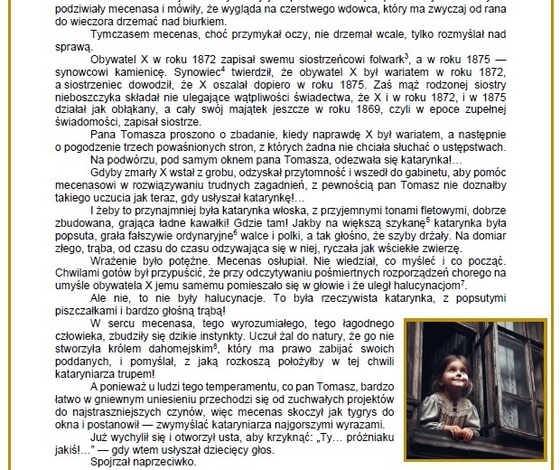 Katarynka - czytanie ze zrozumieniem, zaproszenie, podziękowanie