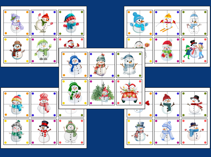 DZIEŃ BAŁWANA – Dzień Bałwanka - ZIMA – puzzle – układanka- układanki – biblioteka – świetlica – przedszkole – 30 wersji