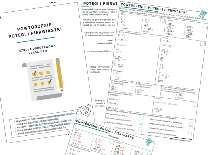 Powtórzenie z potęg i pierwiastków (klasa 7 i 8)