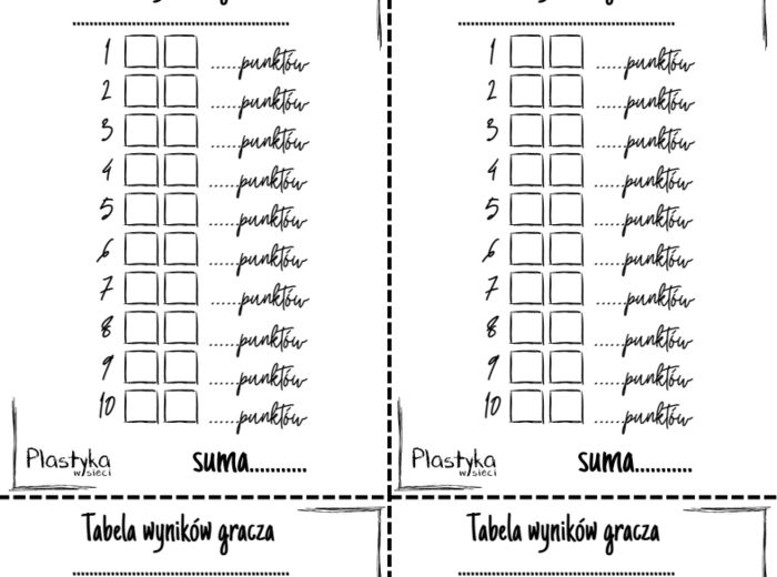 Tabela wyników do gry LosoBarwy - 3 wymiary!